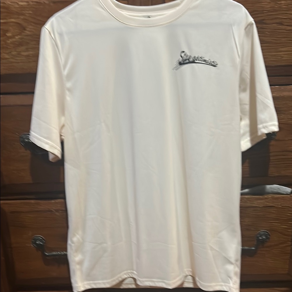 Cream Short Sleeve Tee with Simple Chest Graphic